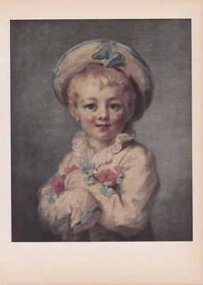 1939 Vintage ''THE FAIR HAIRED BOY'' FRAGONARD A LOVELY Color Art Plate Lithograph
