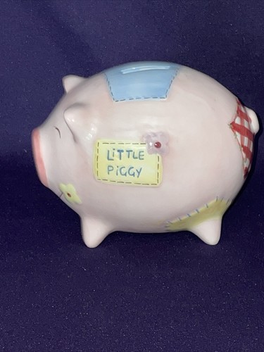 Rare Picnic Plaid THE LITTLE PIGGY Pig Pink Snout Coin Bank SO CUTE 4x6 ❤️ct7j1 - 第 3/10 張圖片