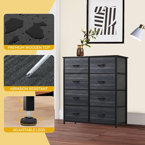 TAUS Kommode 8 Schubladen Stoff Kommode Schrank Schlafzimmer Aufbewahrung Organizer Regal - Bild 9 von 17