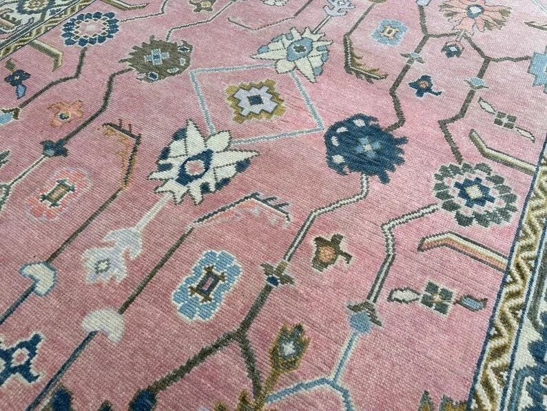 Alfombras contemporáneas anudadas a mano indo turco rosa cadete. Foto 3 de 4