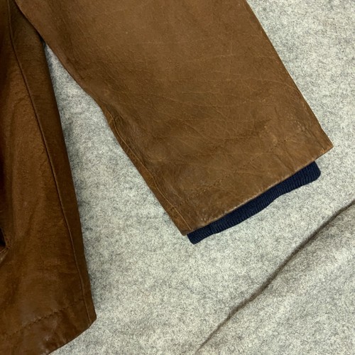 Columbia Mens Coat Large Brown Leather Wool Blanket Lined Jacket Outdoor Gorp ^ - Picture 2 of 14