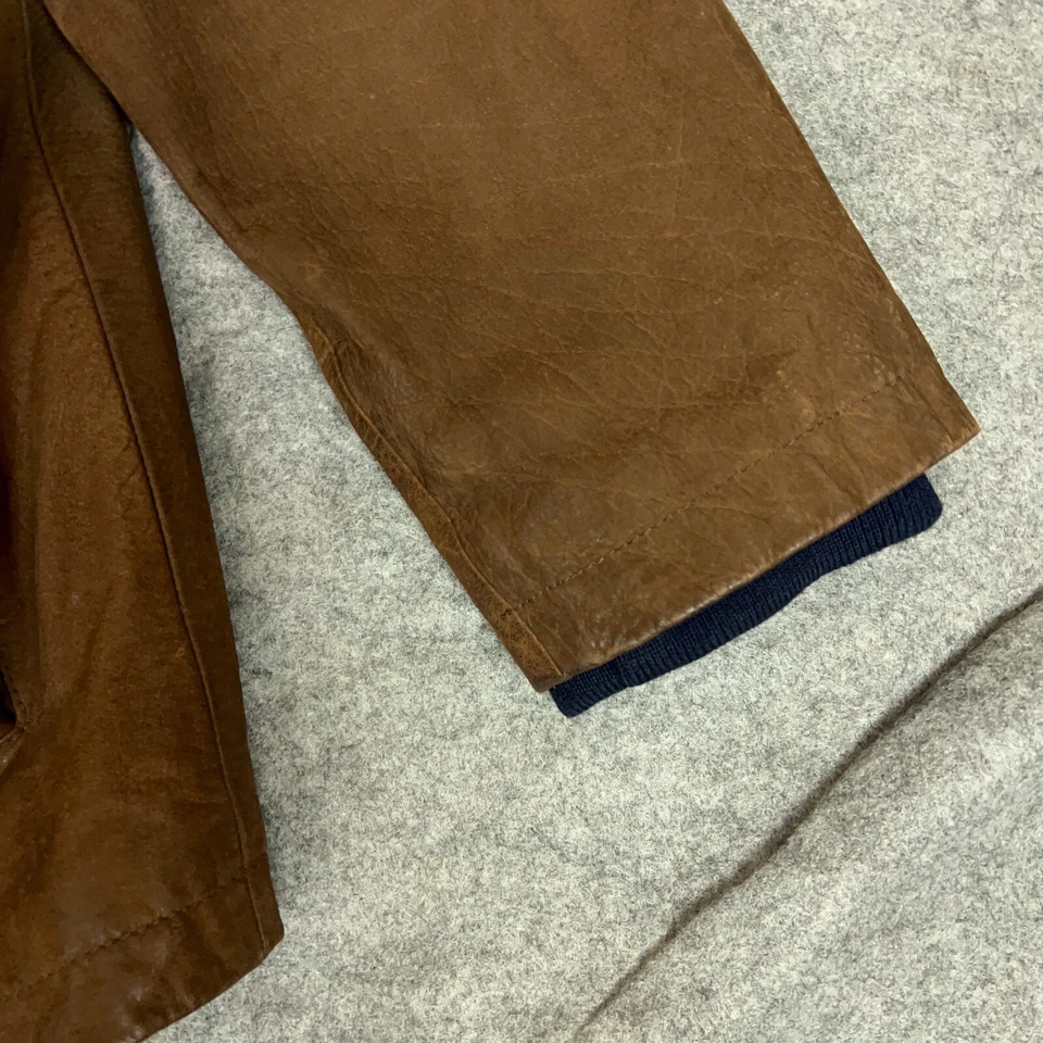 Columbia Mens Coat Large Brown Leather Wool Blanket Lined Jacket Outdoor Gorp ^ - Image 2 of 4