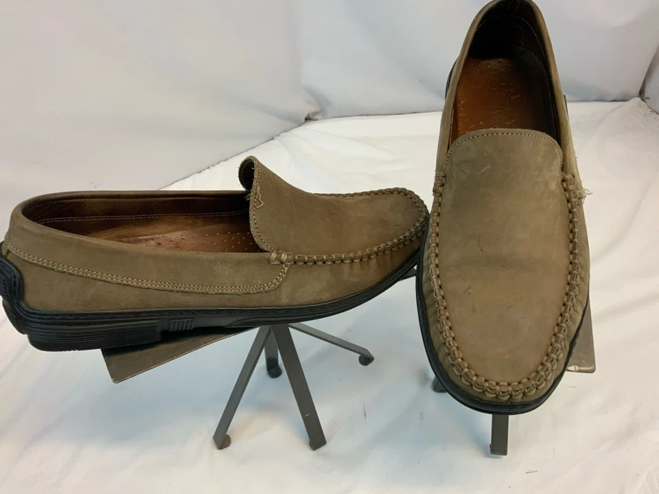 Zapatos mocasines de conducción Brooks Brothers talla 9,5 D tostados hechos en Italia YGI H1S-61 Foto 2 de 4