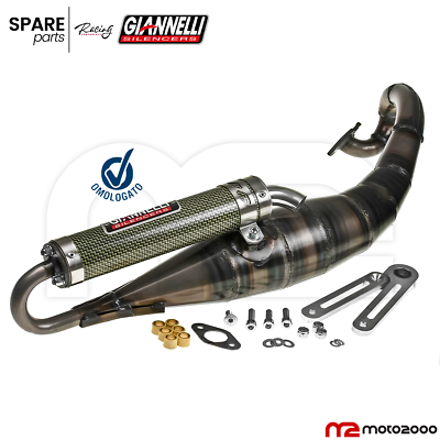 Scarico Giannelli Per MBK 50 Ovetto One 2013-2016 | Tubo Omologato 2 Tempi | Modello 31604E C | Diametro 21mm | Silenziatore In Kevlar