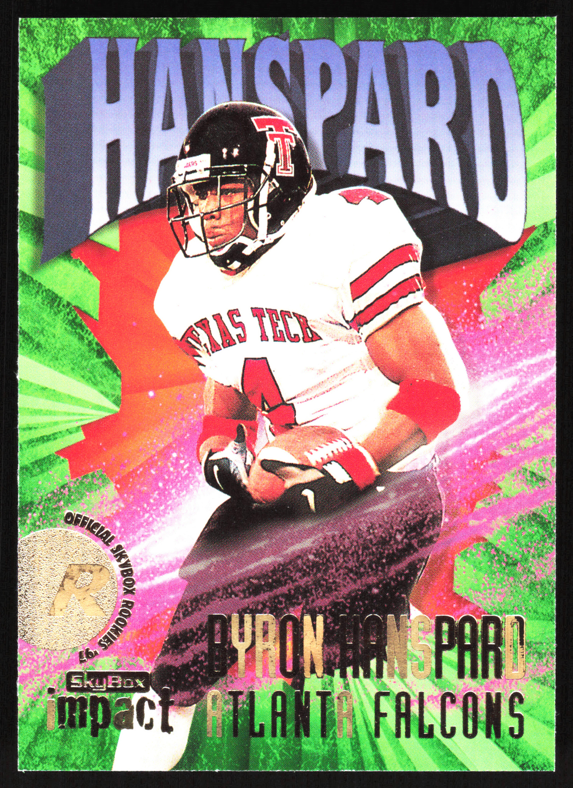 1997 SkyBox Impact Byron Hanspard #225 Atlanta Falcons RC Football Card