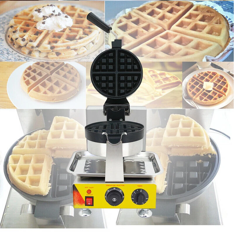 110V Commercial Non-stick Electric Rotated Iron Waffle Maker Machine Home Baker