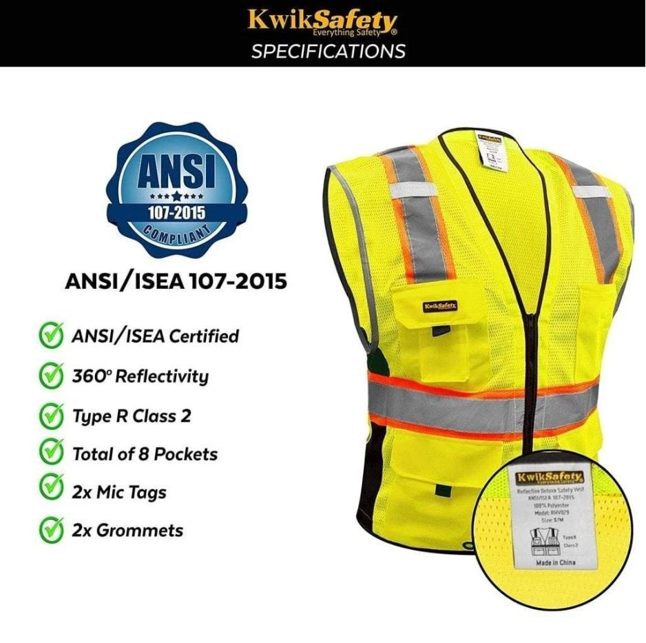 KwikSafety BIG KAHUNA Class 2 Hi Vis ANSI Reflective Safety Vest (Dual Sizing) image 5