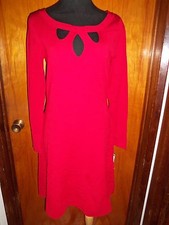 INC International Concepts Red Cold Chest Cut Out Knit Sweater Dress M NWT $99