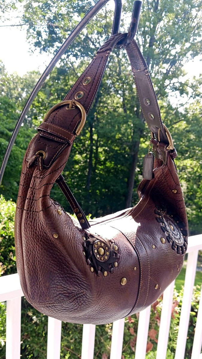 Coach 10063 Vintage Mia Brown Soho Leather Shoulder Bag/Hobo  w/Embellishments