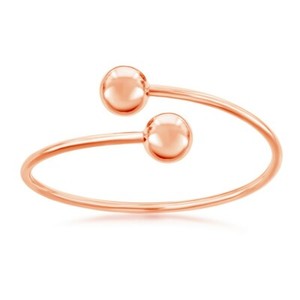 Authentic Sterling Silver Rose Gold Plated 12mm Twin Bead Bangle