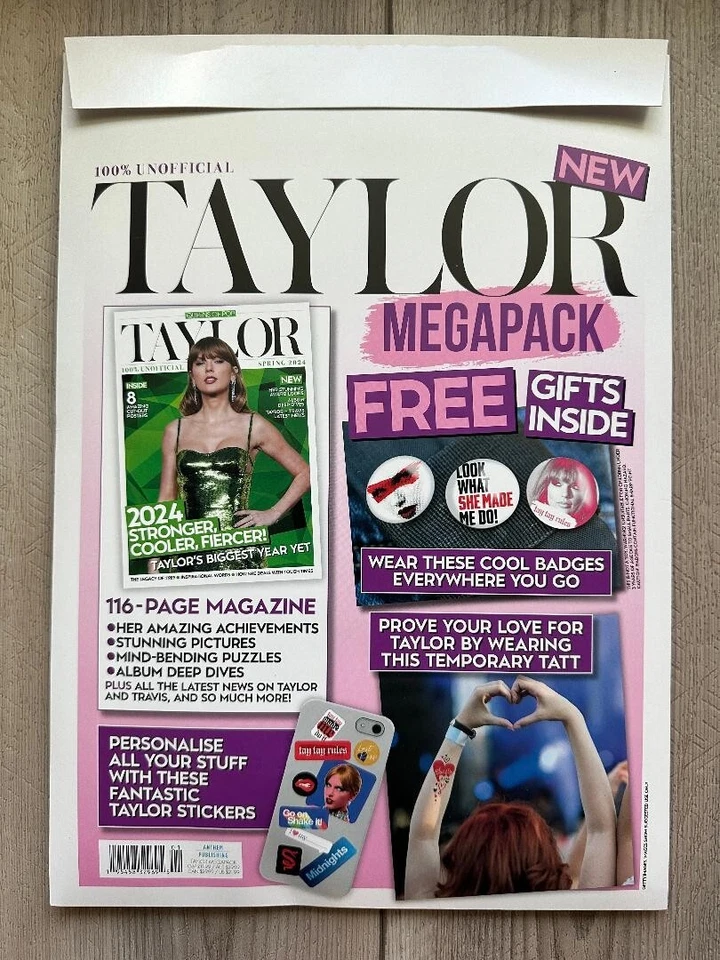 2024 TAYLOR SWIFT MEGAPACK Free Gifts Inside BADGES Stickers TATTOO 116 Page Mag - Image 2 of 2