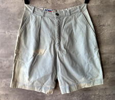 Vintage 1990s Tommy Hilfiger Pleated Blue Overdyed Denim Shorts Jorts Size 34