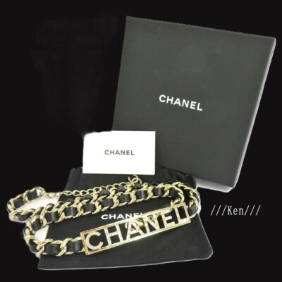 CHANEL BELT AUTH Coco chain CC Champagne Gold Black