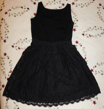 NEW $199 Talbots Womens Size 10 Black Lace Bottom A-line Sleeveless Dress