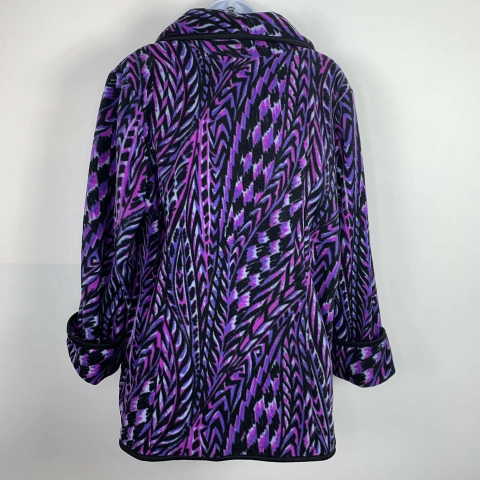 Chaqueta Bob Mackie para mujer talla L negra púrpura polar abotonada DE COLECCIÓN NUEVA Foto 2 de 4
