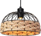 Modern Rattan Ceiling Pendant Light Metal & Woven Wicker Hanging Lamp Shade