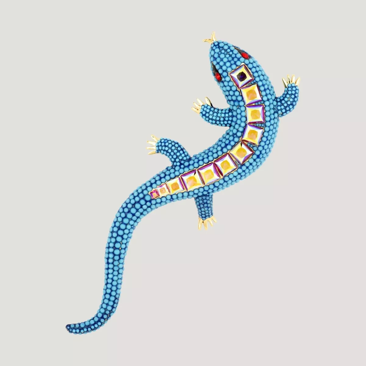 Butler and Wilson Blue Crystal Statement Crystal Running Lizard Brooch New
