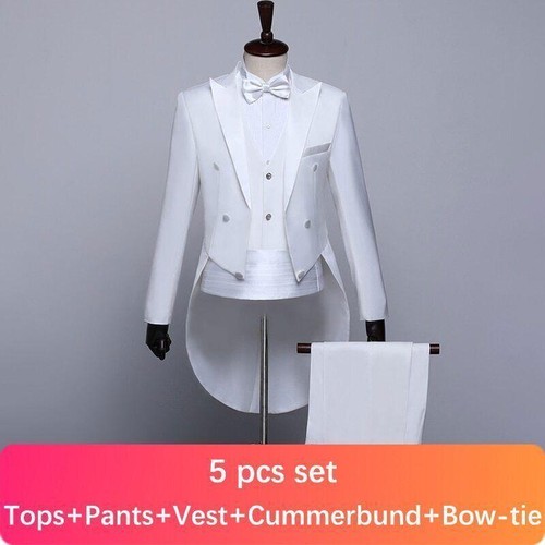 Mens Formal Work Tuxedo Tailcoat Dress Suits Swallow Tail Coat Male Jacket Suits - Afbeelding 11 van 29