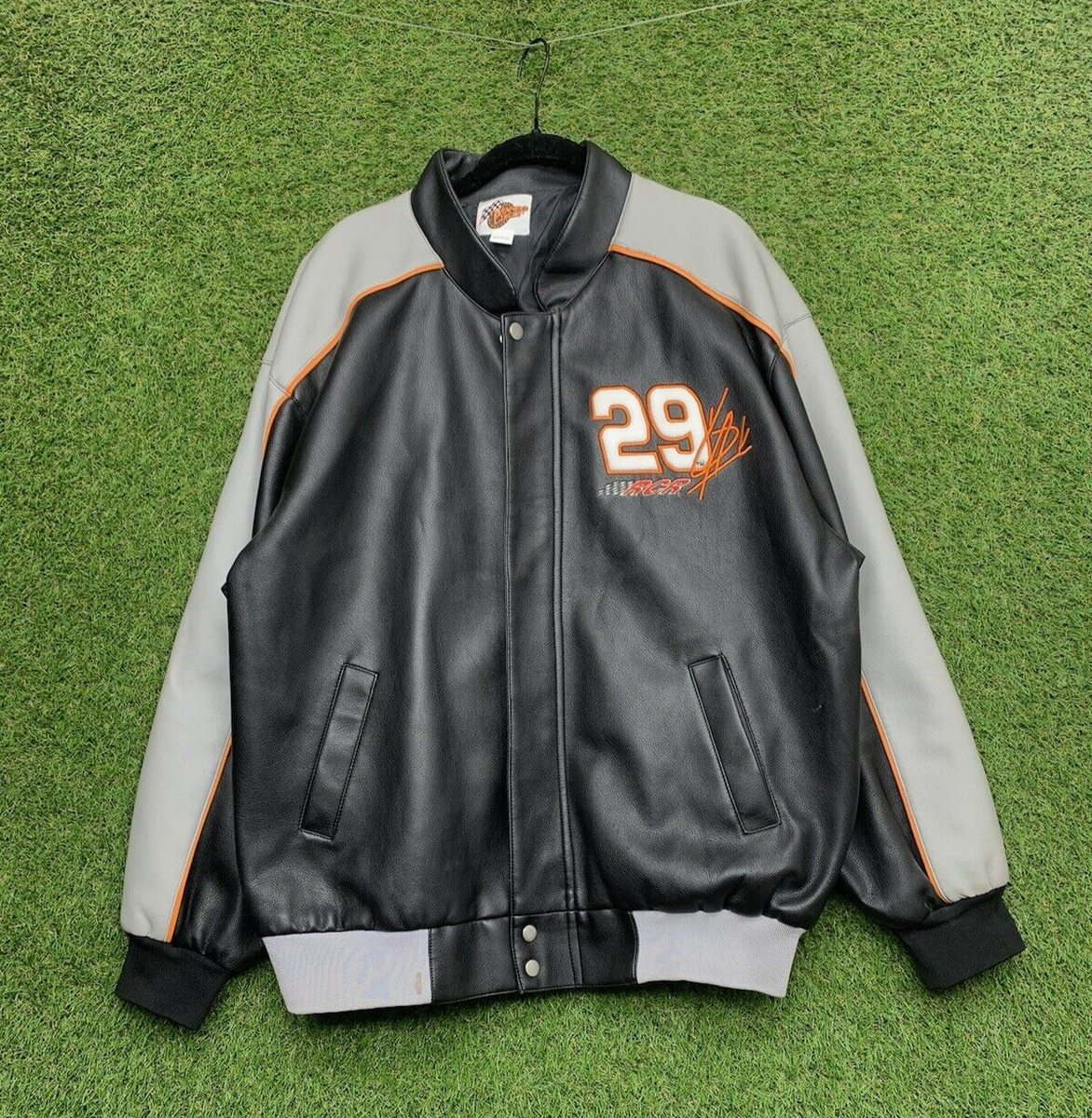 Vintage Nascar Leather Jacket Mens XL Extra Large Kevin Harvick