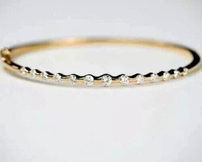 3Ct Round Cut Lab Created Women's Tennis Bangle Bracelet 14K Yellow Gold Plated
