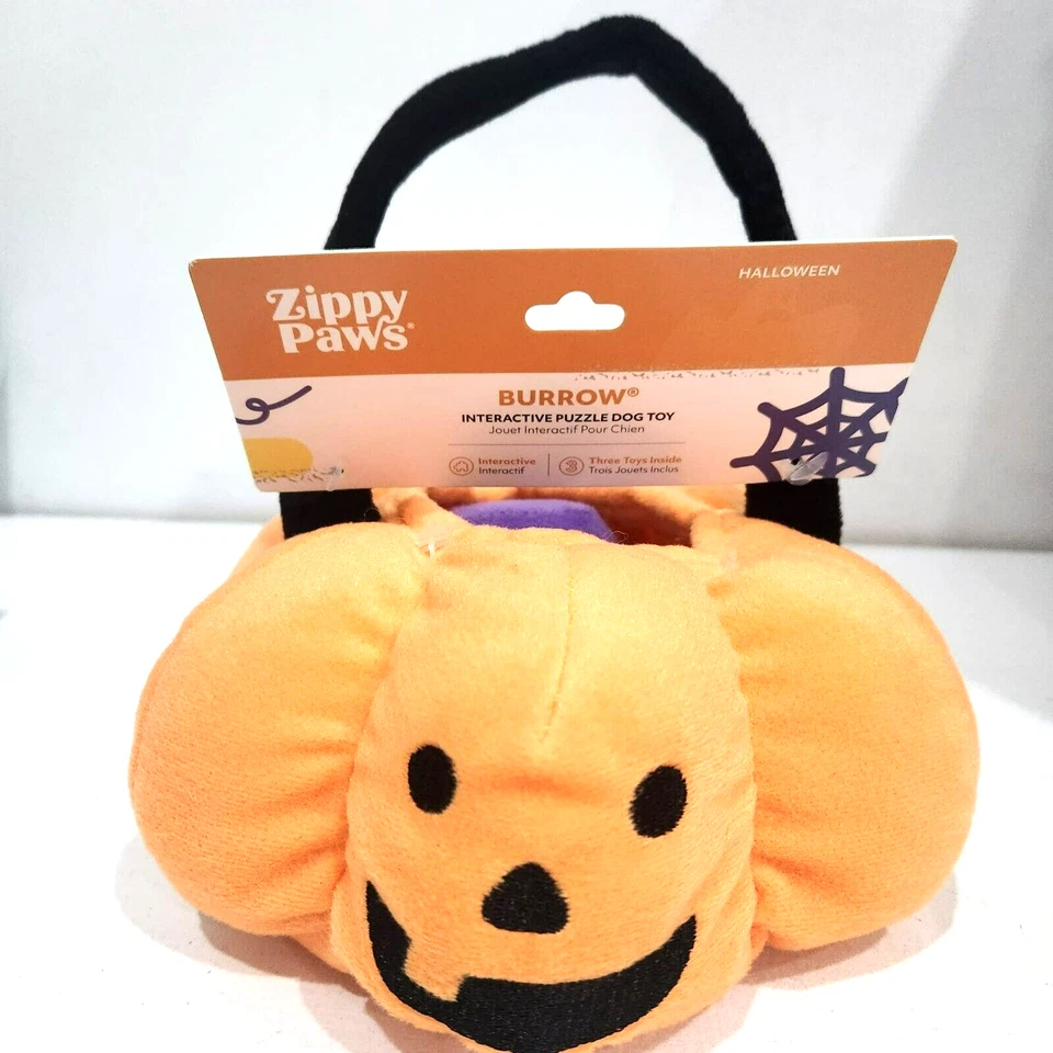 ZippyPaws Pumpkin Halloween Burrow Dog Interactive Puzzle Toy Set 4-Piece - Image 3 of 4