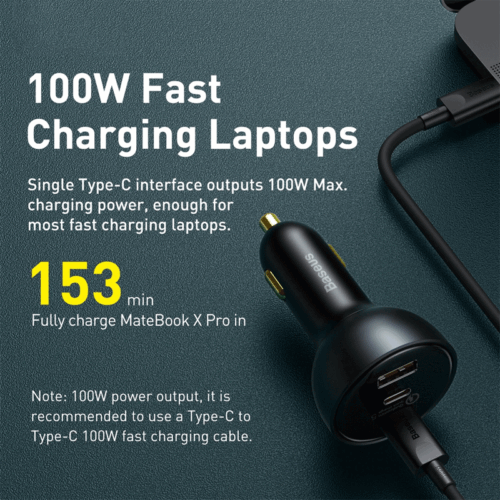 Baseus 160W USB C Auto Ladegerät QC5.0 Schnell Adapter KFZ für iPhone 14 Laptop - Bild 4 von 12