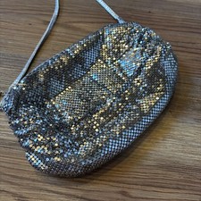 Vintage Whiting Davis Silver Mesh Flapper Style Shoulder Stap Evening Purse