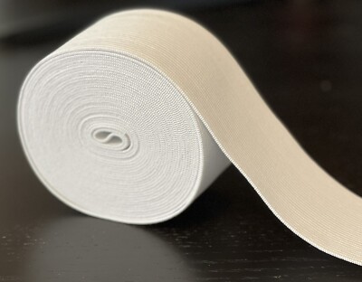  2 Rollen. 2'' Zoll breites stark gewebtes Gummiband. 2 x 5m Länge in weiß.