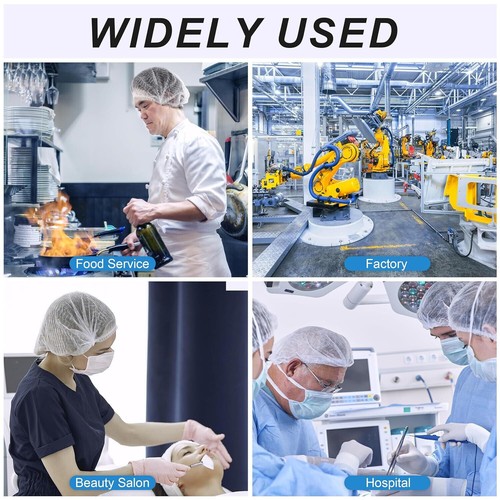 Safetyware Non-Woven Disposable PP Mob Bouffant Cap Hair Net Head Cover Lab Hat - Foto 3 di 8