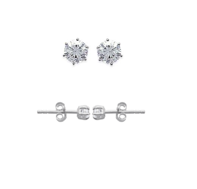 Puce d'oreille argent zirconium - Mosaik bijoux indiens - p8