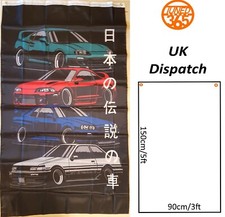 JDM Team Racing Garage Flagge Banner 3x5 Mancave modifiziert Skyline R34 Corolla