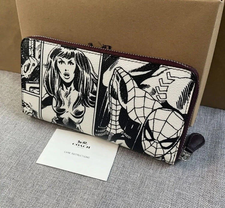 COACH Marvel Spiderman Collaboration Zip Wallet Black White F3477 from Japan New