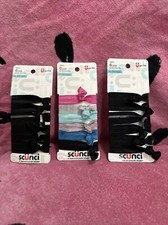3 Scunci Knotted Ponytailers Black/Multicolor 6pc Each 18 Total. C1011