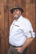 Trachtenhemd Hemd Applikationen + bestickt  1/1 Arm weiß Oktoberfest OS-TRACHTEN