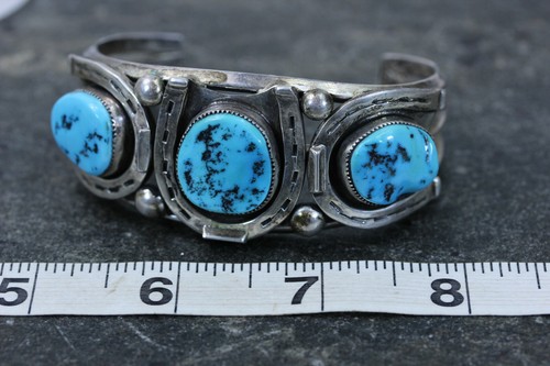 Impresionante Brazalete Grande Zuni Turquesa Herradura Plata Esterlina - 14169 - Imagen 5 de 5