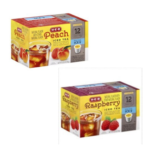 HEB Iced Tea Variety 2 Pack of Raspberry & Peach K Cups 12 Each Total