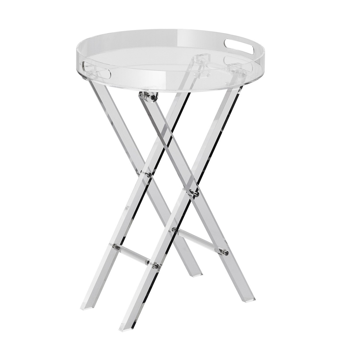 Table D'Appoint Pliable VEVOR – Acrylique Transparent – Ronde 40cm – Bout De Canapé Moderne