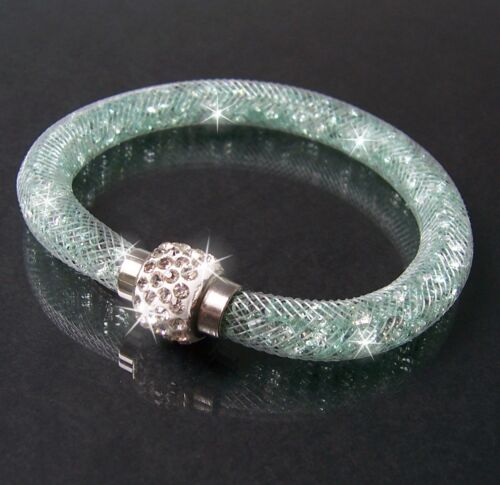 Collier Kette Armband Strass Netzschlauch Magnetverschluß Edelstahl Damen VS16 - Bild 37 von 96