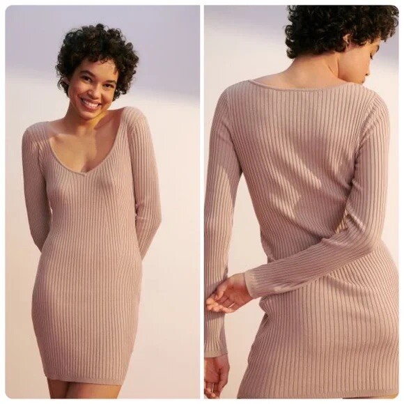 H&M Rib-knit Dress Dusty rose | eBay H&M Rib-knit Dress Dusty rose | eBay