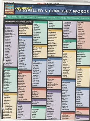 Commonly Misspelled & Confused Words Laminate by Quick Study Academic