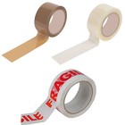 LONG LENGTH PACKING TAPE STRONG - BROWN / CLEAR / FRAGILE 50mm x 66M PARCEL TAPE