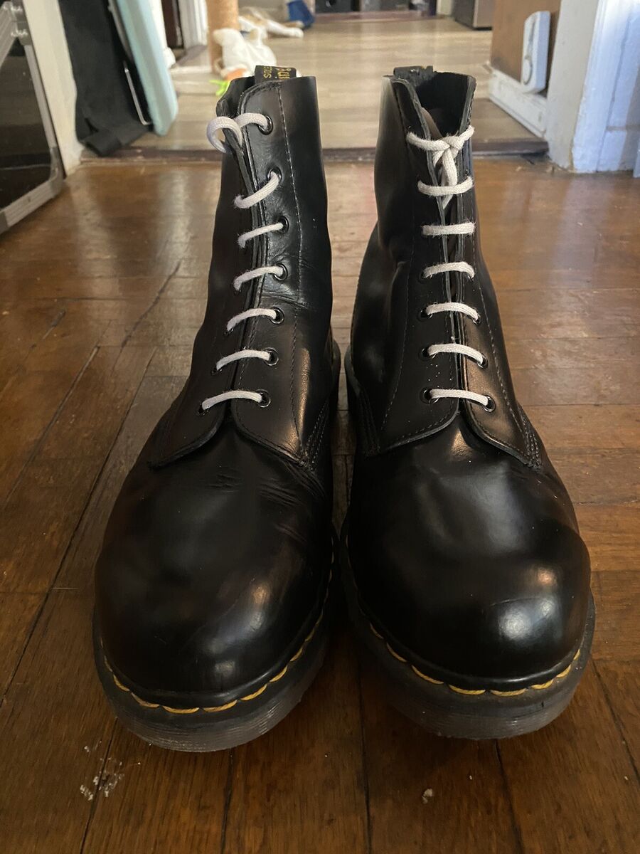 VINTAGE 80s DOC DR MARTENS Steel Toe Black Size 12 Boots UK VINTAGE 80s DOC DR MARTENS Steel Toe Black Size 12 Boots UK