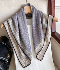Cashew Print 70 Cashmere 30 Silk Neckerchief Scarf 26'' wrap Shawl Bandana new