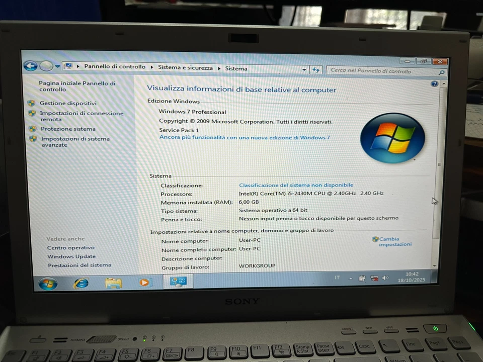 Sony Vaio VPCSE1E1E i5-2410M 6gb Ram HD 120gb AMD RADEON 6630M +HD Graphics 3000 - Immagine 3 di 4