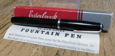Vintage Esterbrook Black Fountain Pen Ink 1554 Nib. Sales Box & Instructions.