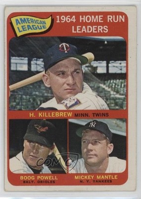 1965 Topps League Leaders Harmon Killebrew Boog Powell Mickey Mantle #3 HOF