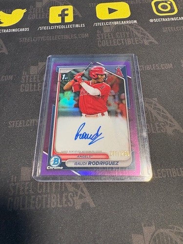 2024 Bowman Chrome Raudi Rodriguez Purple Refractor Auto /250 Angels