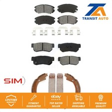 Front Rear Semi-Metallic Brake Pads Parking Shoes Kit For Hyundai Elantra Tucson