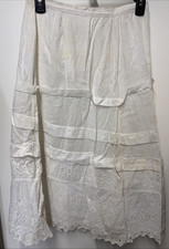 Edwardian Victorian Crisp White Cotton Eyelet Petticoat Skirt Mid Length