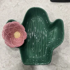 Vintage Treasure Craft Cactus Chip & Dip Serving Tray And Bowl - MADE IN USA